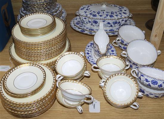 A Spode Blue Colonel pattern part dinner service (40-pce approx) and a part service of Minton gold and cream tableware